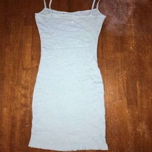 Petite light blue body con dress